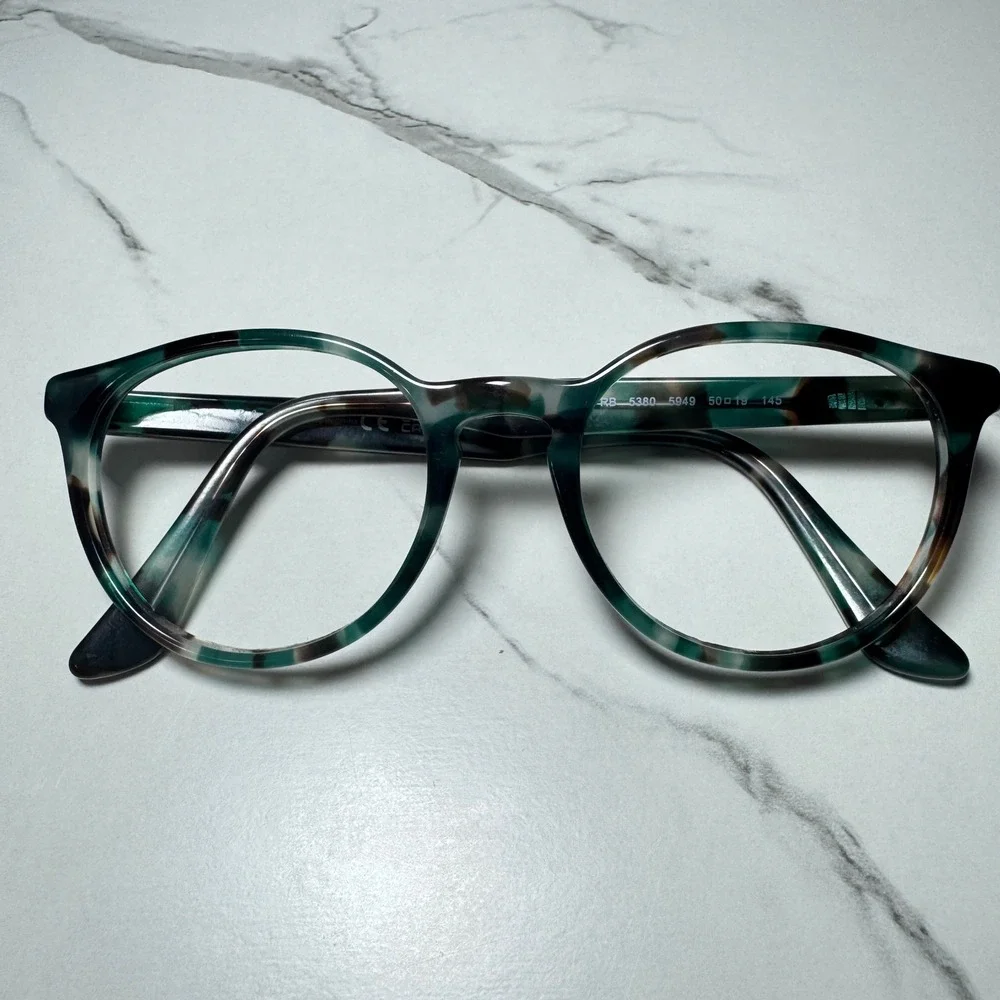 Ray-Ban RB 5380 5949 Green Tortoise Round Eyeglasses Frames 50-19-145